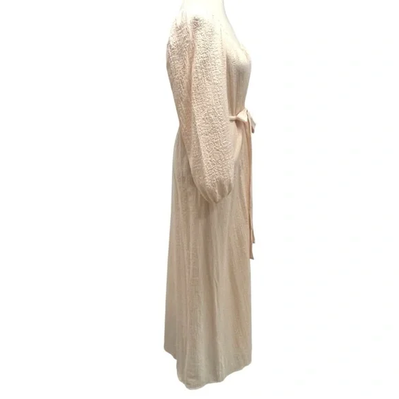 Reformation NWT Milana Blush Crepe Cotton Scoop Neck Long Sleeve Maxi Dress 8 - Picture 13 of 16